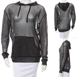 Maje metallic sheer tunic hoodie